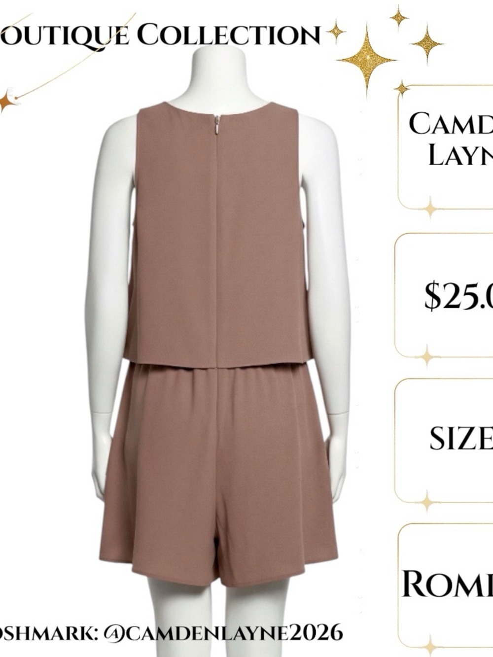 Sleeveless Taupe Layered Romper - Picture 6 of 6